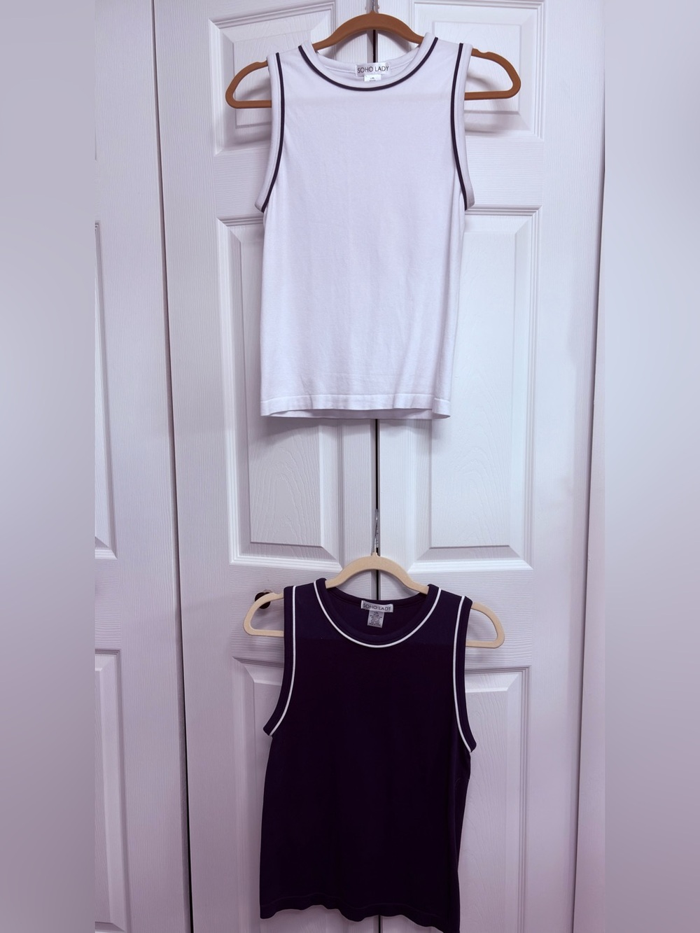Bundle-Women’s Sleeveless Tank Top - White w/Navy Trim & Navy w/White Trim